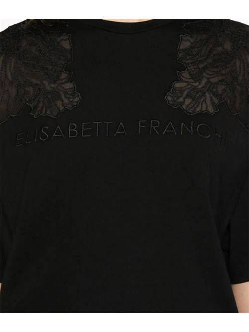 T-SHIRT CON RICAMO ELISABETTA FRANCHI | MA01851E2110 nero